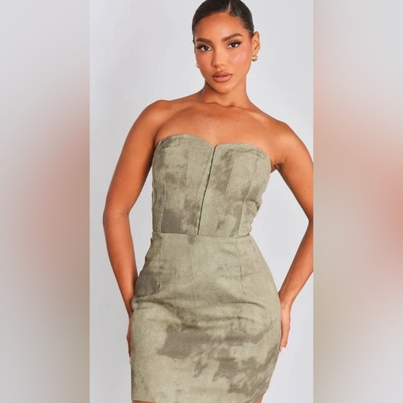 SOLD! NWT PLY Pretty Little Thing Denim Corset by Strapless Mini bodycon dress - Picture 4 of 5